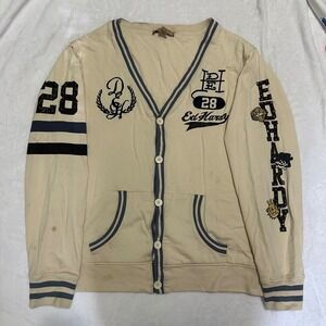 Ed Hardy Cardigan Size 2XL Beige‎ Whit Blue Trims and Print